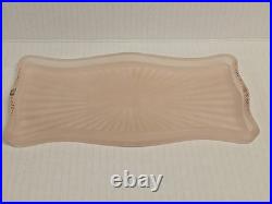 Vintage Frosted Pink Satin Hand Painted Glass Vanity Set Perfume Bottles powder