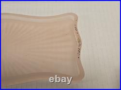 Vintage Frosted Pink Satin Hand Painted Glass Vanity Set Perfume Bottles powder