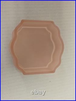 Vintage Frosted Pink Satin Hand Painted Glass Vanity Set Perfume Bottles powder