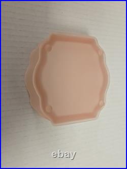 Vintage Frosted Pink Satin Hand Painted Glass Vanity Set Perfume Bottles powder