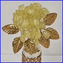 Vintage Fuger W Germany Glass Perfume Bottle Floral Lucite Topper Amber Bottle