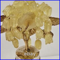 Vintage Fuger W Germany Glass Perfume Bottle Floral Lucite Topper Amber Bottle