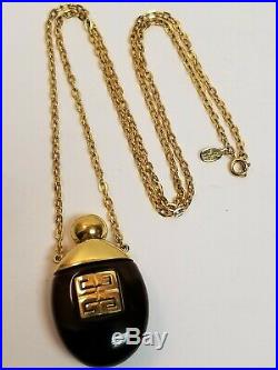 Vintage GIVENCHY 1977 Faux Tortoise Lucite Perfume Bottle Pendant Necklace 30