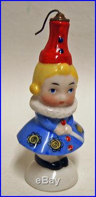 Vintage German Crown Top Porcelain Figural Perfume Scent Bottle Girl Lady Child