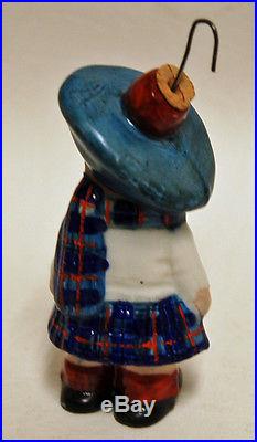 Vintage German Crown Top Porcelain Figural Perfume Scent Bottle Scottish Child