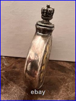 Vintage German Perfume Bottle with Silver Overlay Art Deco Floral & Peacock