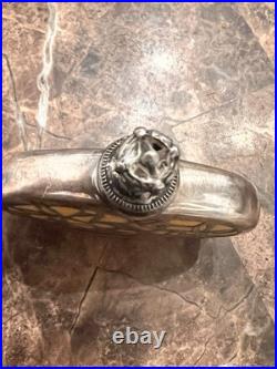 Vintage German Perfume Bottle with Silver Overlay Art Deco Floral & Peacock