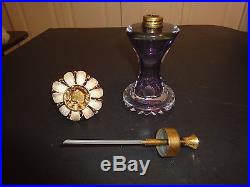 Vintage Germany Amethyst Perfume Bottle Atomnizer Top Flower Lid Rhinestones