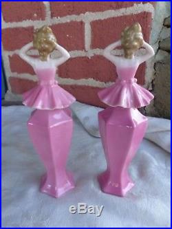 Vintage Germany Art Deco Figural Lady Pink Porcelain Perfume Bottle Set Old