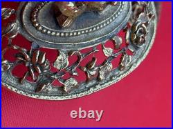 Vintage Germany Linden Ormolu Gold Gilding Windup Alarm Clock & Perfume Bottles