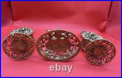 Vintage Germany Linden Ormolu Gold Gilding Windup Alarm Clock & Perfume Bottles