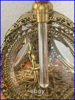 Vintage Glamorous Gold ORMOLU Filigree Large PERFUME BOTTLE Cupid Glass