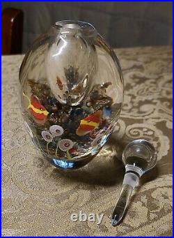 Vintage Glass Aquarium Fish Undersea Scene Perfume Bottle With Stopper