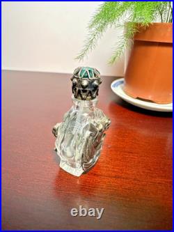 Vintage Glass Horse Head Perfume Bottle 2-side Ornate Crown Cap Jewel Accent Vintage Glass Horse Head Perfume Bottle 2-side Ornate Crown Cap Jewel Accent