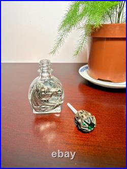 Vintage Glass Horse Head Perfume Bottle 2-side Ornate Crown Cap Jewel Accent Vintage Glass Horse Head Perfume Bottle 2-side Ornate Crown Cap Jewel Accent