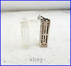 Vintage Glass Perfume Bottle 92.5 Sterling Silver Case Collectible Rare Germany
