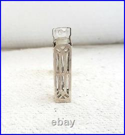 Vintage Glass Perfume Bottle 92.5 Sterling Silver Case Collectible Rare Germany