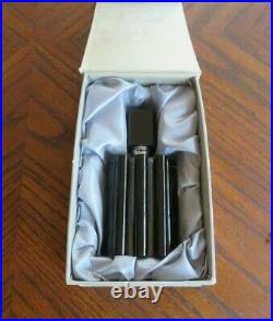 Vintage Glass Perfume Bottle & Stopper Clear and Black Enamel In original box