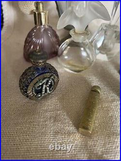 Vintage Glass Perfume Bottles Lot Of 8 Chloe Blue Clear Irice Variety Empty
