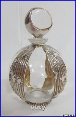 Vintage Glass Silverplated Overlay Dreamtime Perfume Bottle withMoon Stopper