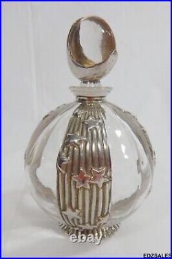 Vintage Glass Silverplated Overlay Dreamtime Perfume Bottle withMoon Stopper