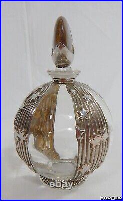 Vintage Glass Silverplated Overlay Dreamtime Perfume Bottle withMoon Stopper