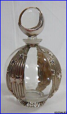 Vintage Glass Silverplated Overlay Dreamtime Perfume Bottle withMoon Stopper