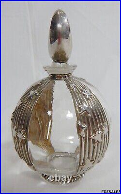 Vintage Glass Silverplated Overlay Dreamtime Perfume Bottle withMoon Stopper