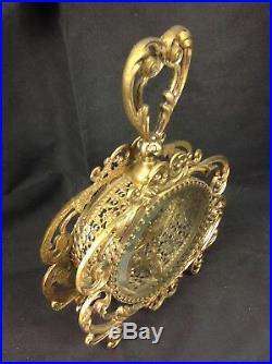 Vintage Gold Filigree Ormolu Glass 8 Large ROSE HEART Perfume Bottle