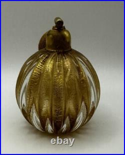 Vintage Gold Flecked Murano Glass Perfume Bottle Atomizer Italy 1930's