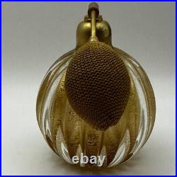 Vintage Gold Flecked Murano Glass Perfume Bottle Atomizer Italy 1930's