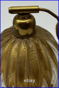 Vintage Gold Flecked Murano Glass Perfume Bottle Atomizer Italy 1930's