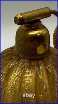 Vintage Gold Flecked Murano Glass Perfume Bottle Atomizer Italy 1930's Vintage Gold Flecked Murano Glass Perfume Bottle Atomizer Italy 1930's