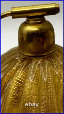 Vintage Gold Flecked Murano Glass Perfume Bottle Atomizer Italy 1930's