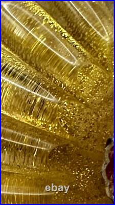Vintage Gold Flecked Murano Glass Perfume Bottle Atomizer Italy 1930's