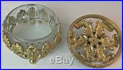 Vintage Gold Gilt Ormolu 18 Vanity Mirror Tray Perfume Bottles Trinket Jar Set