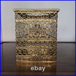 Vintage Gold ORMOLU Filigree PERFUME BOTTLE and MATSON Stylebuilt TISSUE BOX LOT Vintage Gold ORMOLU Filigree PERFUME BOTTLE and MATSON Stylebuilt TISSUE BOX LOT