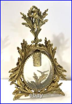 Vintage Gold Ormolu And Glass Pair Of Perfume Bottle