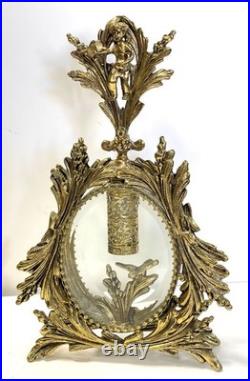 Vintage Gold Ormolu And Glass Pair Of Perfume Bottle