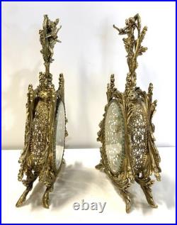 Vintage Gold Ormolu And Glass Pair Of Perfume Bottle