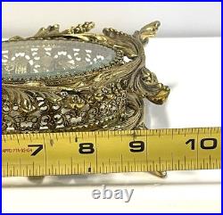 Vintage Gold Ormolu And Glass Pair Of Perfume Bottle