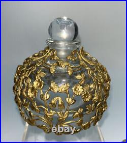 Vintage Gold Ornate Filigree Glass Perfume Bottles, Trinket/powder Box-vanity Set