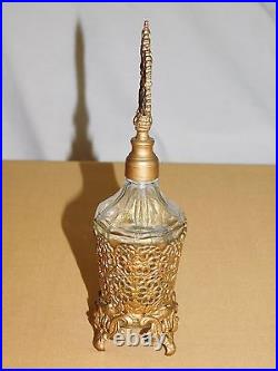 Vintage Gold Tone Ornate 7 3/4 High Perfume Bottle Scent Holder