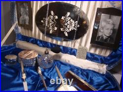 Vintage Golden Wheel Vanity Set 10 Pc Boxed Dresser Set Perfume Bottle Case