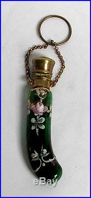 Vintage Green Art Glass Chatelaine Perfume Flask