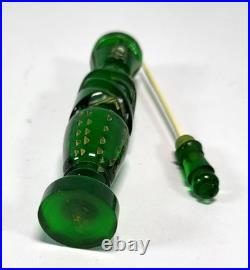 Vintage Green Carved Bakelite Egyptian Pharoh Perfume Bottle with Lid