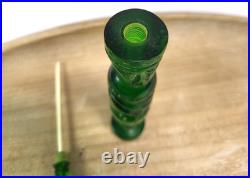 Vintage Green Carved Bakelite Egyptian Pharoh Perfume Bottle with Lid