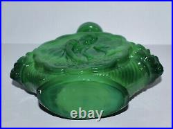 Vintage Green Malachite Bohemia Bottle Art Deco Roses Fawn Women Wing Stopper