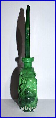 Vintage Green Malachite Bohemia Bottle Art Deco Roses Fawn Women Wing Stopper