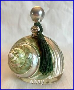 Vintage Green Turbo Shell Perfume Bottle With Tassel Empty Pretty